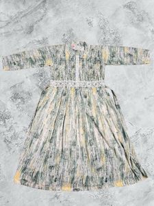 Vintage-Style Green Print Dress