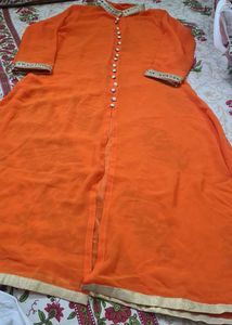 Orange Floral Palazzo Co-Ord Set For Women