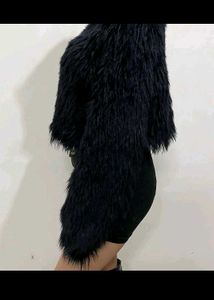 fur black crop Jacket
