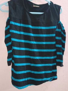 Striped Cold Shoulder Top