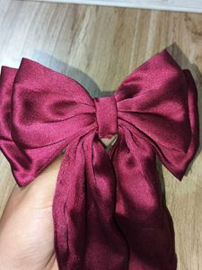Maroon Bow Hair Clip