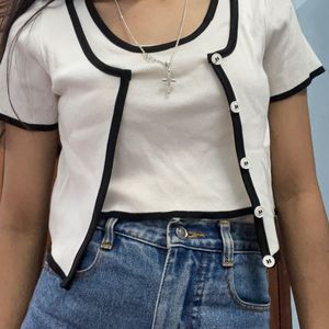 White Cropped Top