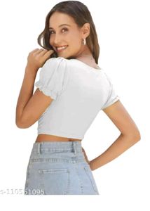 White Ruched Crop Top🤍