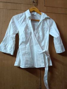 White Wrap Top with Tie