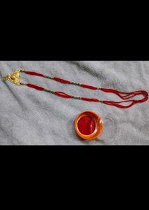 Mangalsutra Red Moti Golden Locket