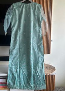 Elegant Sea Green Kurta Set with net Duppatta