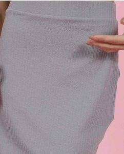 Grey Ribbed Knit Skirt