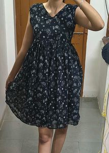 Printed Black Dress