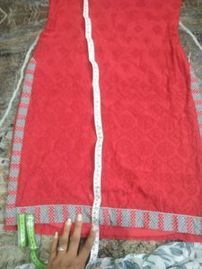 Red &amp; Grey stitched Kurthi Set