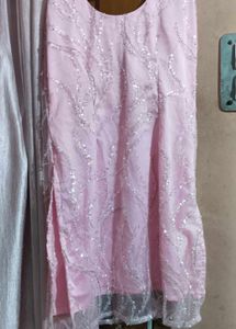 Pink Silk Net Kurti
