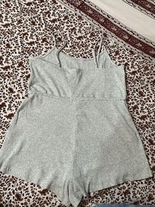 Gray Ribbed Romper
