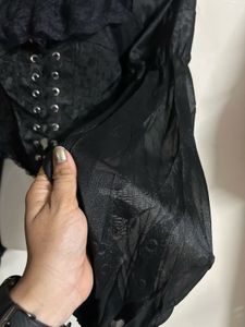 Gothic Lace-Up Long Sleeve Top