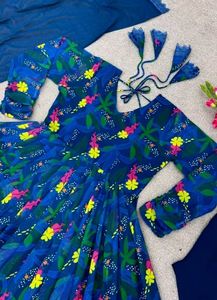 (Size~L)New Blue Anarkali Suit !