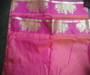 Pink Saree with Elephant Motif