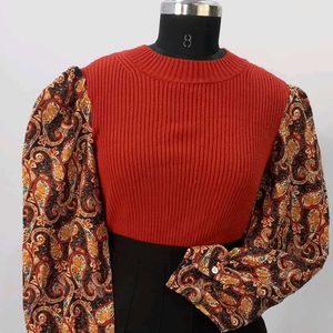Warm paisley print sweater top (fix price)