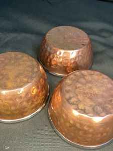 Hammered Double Wall Stainless Steel &amp; Copper Sambar / Chutney Cup (3 Piece Set - 360gms)