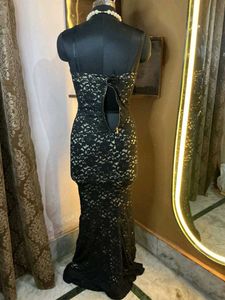 Maxi Elegant Black Lace Dress  Gothic