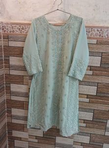 Sea Green Bead Work Kurta Set