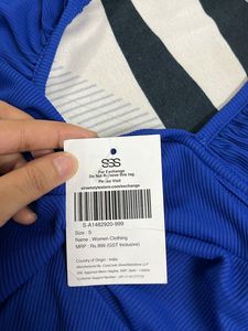 Royal Blue Ruffle Strap Tank Top