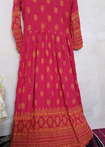 Pink &amp; Gold Anarkali Dress