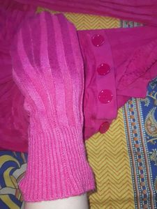 Pink Button-Down Cardigan