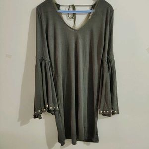 Flared Sleeves Short Dress