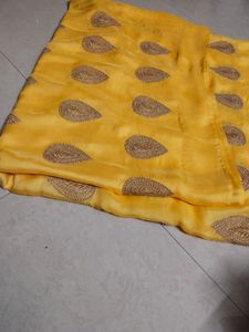 Yellow Embroidered saree
