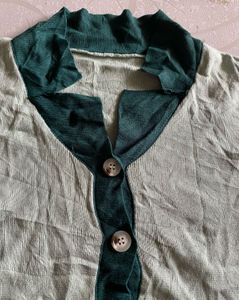 stylish Two-Tone Button-Up Cardigan/Shrug