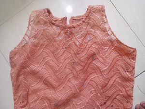 Peach & Black Gharara Set with Golden Lace