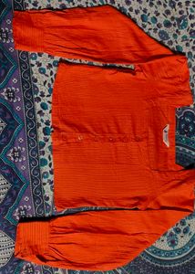 Square Neck Orange Cotton Top 🧡