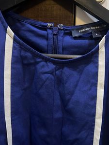Blue Blouse with White Detail