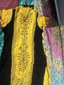 Stylish Yellow & Black Kurta