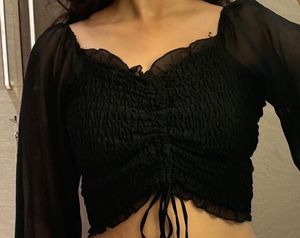 off shoulder/ scrunch up black party top