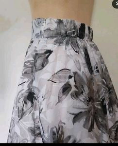 White With Black Floral Skirt