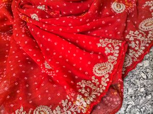 Red Embroidered Dupatta