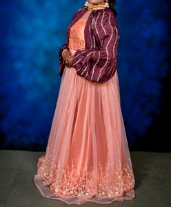 Designer Peach Gown With Jacket