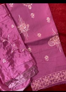 OFFER🏷️NEW PINK EMBROIDERY UNSTITCHED SUIT