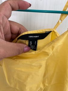 VERO MODA Yellow Embroidered Tank Top