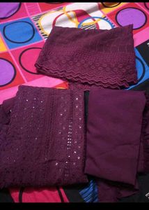 Beautiful Purple 💜 sequence Embroidery Suit
