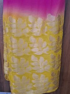 Yellow &amp;. Pink Two Shades Bandhani Sare