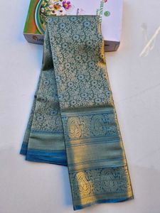Horizon Blue Woven Royal Kanjivaram Silk Saree