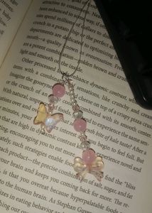 Pink Bow And Butterfly Beads Phone Charm