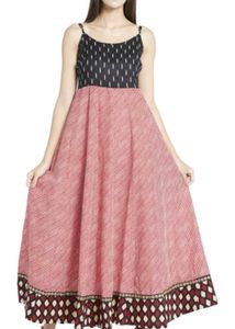 Noodle Strap Long Gown With Huge Ghera