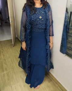 Peacock Blue Skirt Choli Jacket