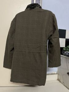 branded winter Olive Plaid Hooded Coat