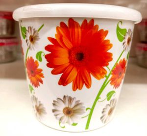 Floral Plastic Storage Container with Lid – 500 ml
