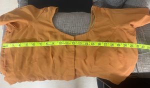 Georgette saree with golden embroidery &amp; blouse