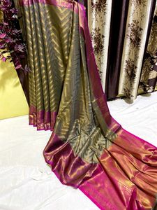 Grey & Pink Silk Saree