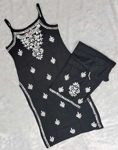 Chikankari Lakhnowi Rayon Kurti Set