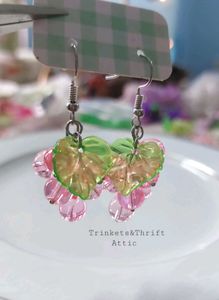 Fruity Grapes Earrings-Light Pink